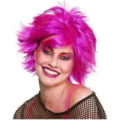 80s Pink Chic Wig Fancy Dress Accessory 2 80s Pink Chic Wig Fancy Dress Accessory - Image 2