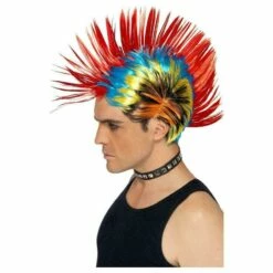 Smiffys 80s Street Punk Wig Mohawk Multi Coloured Mohican Fancy Dress Costume Accessory