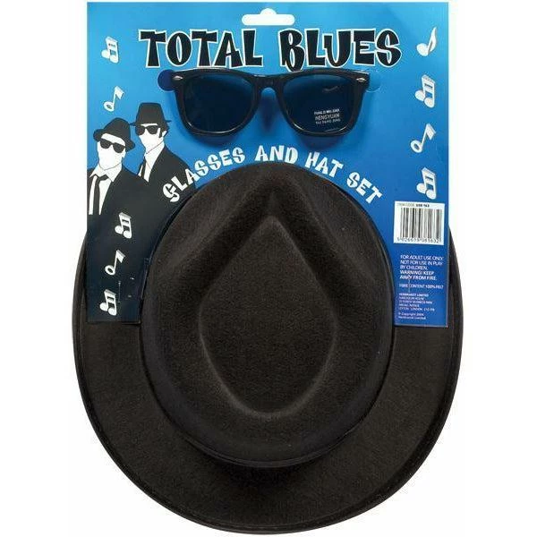 Henbrandt Adult Blues Brothers Hat & Sunglasses 80s Gangster Fancy Dress Costume Accessory 2 Henbrandt Adult Blues Brothers Hat & Sunglasses 80s Gangster Fancy Dress Costume Accessory - Image 2