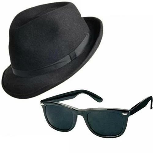 Henbrandt Adult Blues Brothers Hat & Sunglasses 80s Gangster Fancy Dress Costume Accessory 1 Henbrandt Adult Blues Brothers Hat & Sunglasses 80s Gangster Fancy Dress Costume Accessory