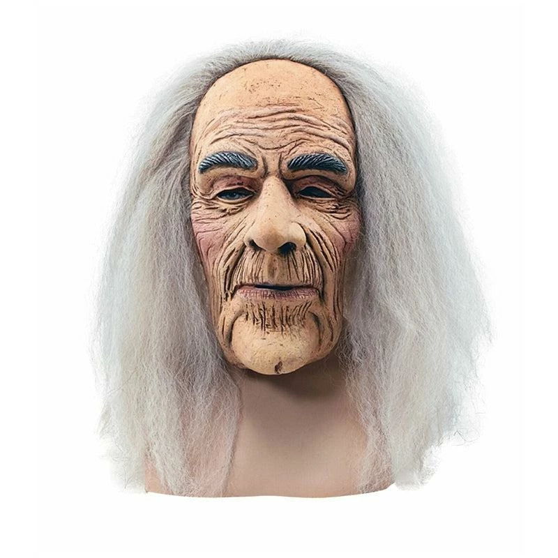 Adult Creepy Old Overhead Man Mask With Long Hair Grandad Halloween Fancy Dress 1 Adult Creepy Old Overhead Man Mask With Long Hair Grandad Halloween Fancy Dress