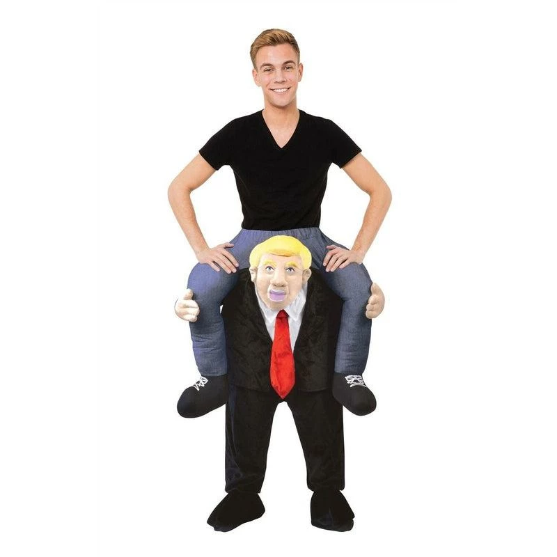 Adult Donald Trump Piggy Back Costume President Funny Fancy Dress Outfit 1 Adult Donald Trump Piggy Back Costume President Funny Fancy Dress Outfit