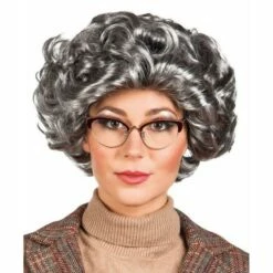 Boland Adult Grey Curly Wig Queen Old Lady Granny Fancy Dress Costume Accessory