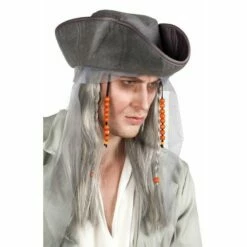 Boland Adult Mens Ghost Pirate Wig & Hat Halloween Fancy Dress Costume Accessory