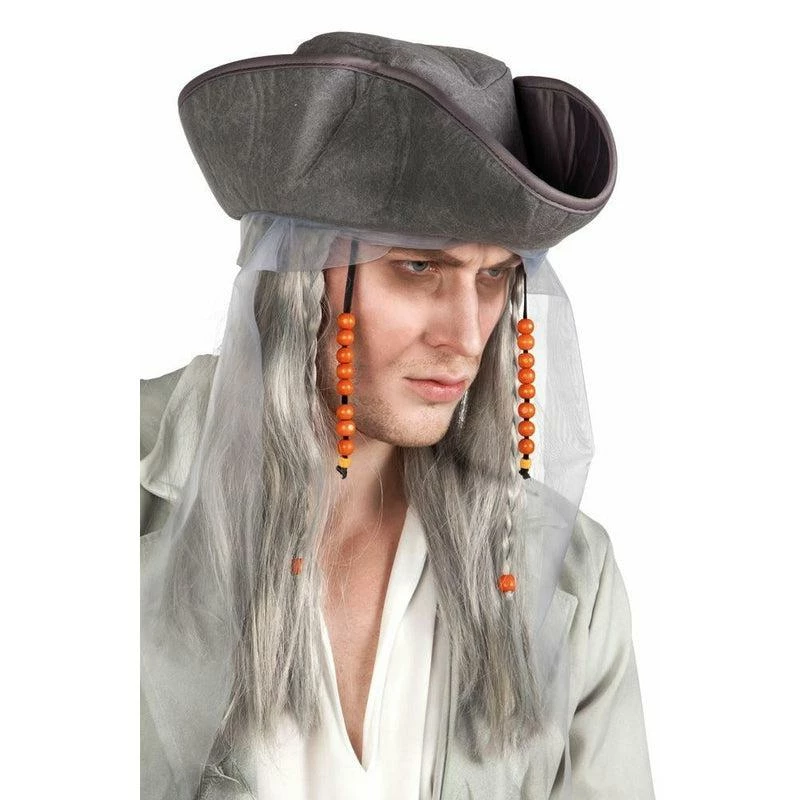Boland Adult Mens Ghost Pirate Wig & Hat Halloween Fancy Dress Costume Accessory 1 Boland Adult Mens Ghost Pirate Wig & Hat Halloween Fancy Dress Costume Accessory
