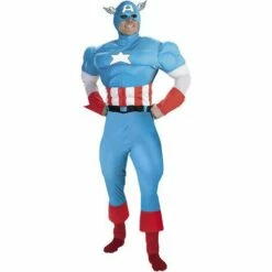 Adult Men's Marvel Captain America Muscle Fancy Dress Costume