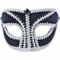 Adult Men's Masquerade Black/Silver Half-Face Mask - One Size