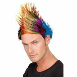 Boland Adult Multi Colour Spikey Mike Punk Rocker Wig Rainbow Fancy Dress Accessory