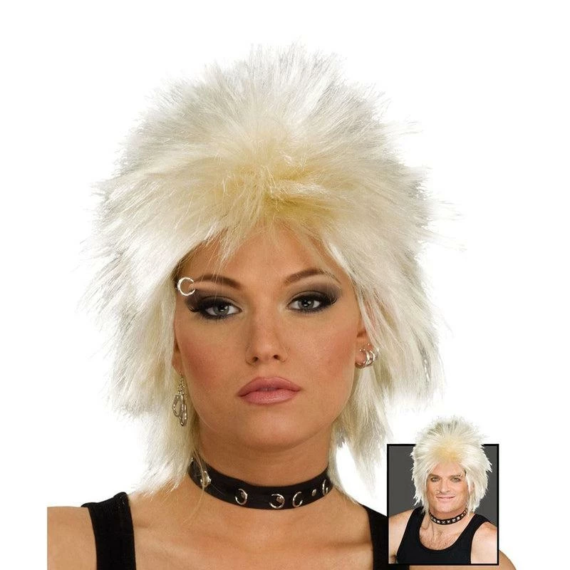 Adult Rock Idol Wig Punk 1980s Rocker Pop Star Fancy Dress Costume Accessory 2 Adult Rock Idol Wig Punk 1980s Rocker Pop Star Fancy Dress Costume Accessory - Image 2
