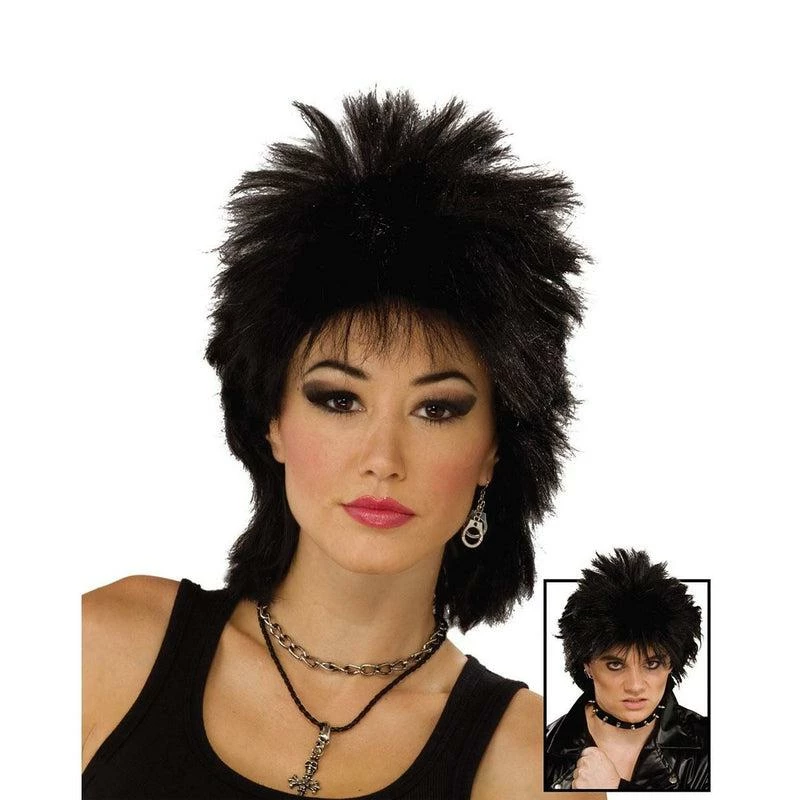 Adult Rock Idol Wig Punk 1980s Rocker Pop Star Fancy Dress Costume Accessory 1 Adult Rock Idol Wig Punk 1980s Rocker Pop Star Fancy Dress Costume Accessory
