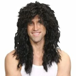 Adult Unisex 80s Rockstar Glam Rock Rocker Wig - Black