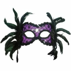 Adult Unisex Masquerade Party Fancy Dress Accessory Eye Mask - Black/Purple