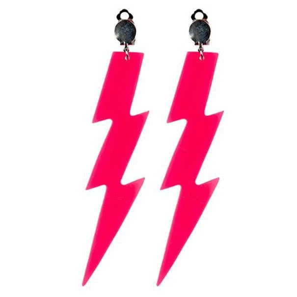 Adult Women's 1980's Lightning Bolt Party Earrings Fancy Dress Costume Accessory 2 Adult Women's 1980's Lightning Bolt Party Earrings Fancy Dress Costume Accessory - Image 2