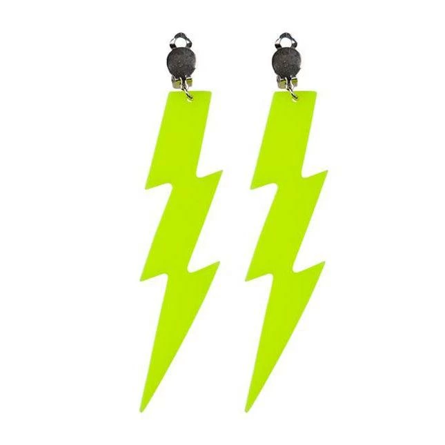 Adult Women's 1980's Lightning Bolt Party Earrings Fancy Dress Costume Accessory 4 Adult Women's 1980's Lightning Bolt Party Earrings Fancy Dress Costume Accessory - Image 4