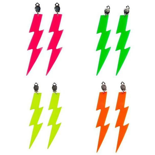 Adult Women's 1980's Lightning Bolt Party Earrings Fancy Dress Costume Accessory 1 Adult Women's 1980's Lightning Bolt Party Earrings Fancy Dress Costume Accessory