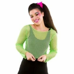 Adult Women's Long Sleeved Fishnet Mesh Neon Festival Party Fancy Dress -Henbrandt Shop Adult Womens Long Sleeved Fishnet Mesh Neon Festival Party Fancy Dress 3