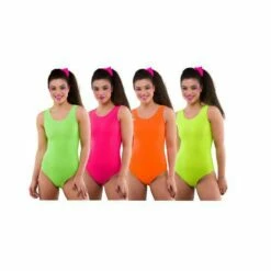 Adult Women's Neon Leotard Festival Dance 80s Fancy Dress