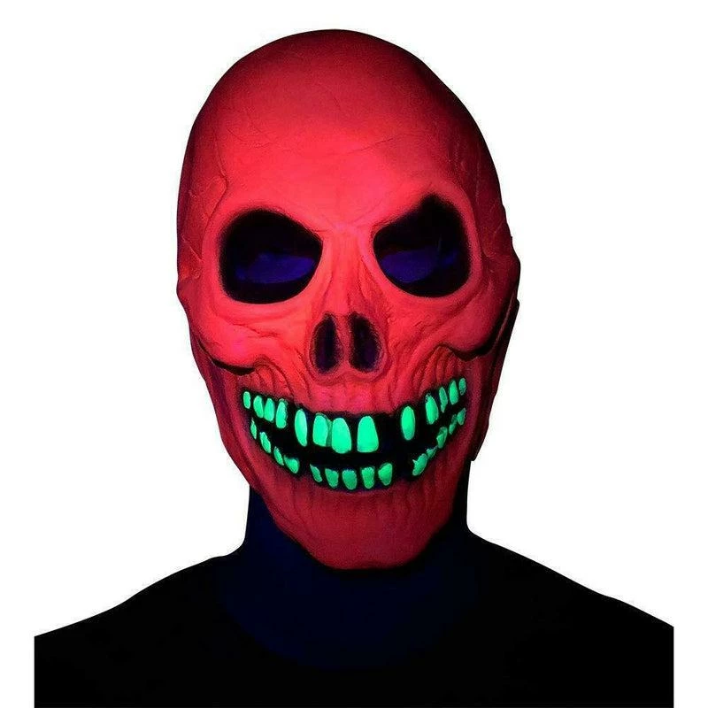 Adults Neon UV Skull Mask Fancy Dress Halloween 2 Adults Neon UV Skull Mask Fancy Dress Halloween - Image 2
