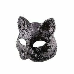 Black Glitter Cat Mask Halloween Masquerade Fancy Dress -Henbrandt Shop Black Glitter Cat Mask Halloween Masquerade Fancy Dress 4