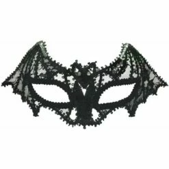 Black Lace Bat Mask Masquerade Ball Mask On Headband Fancy Dress Accessory