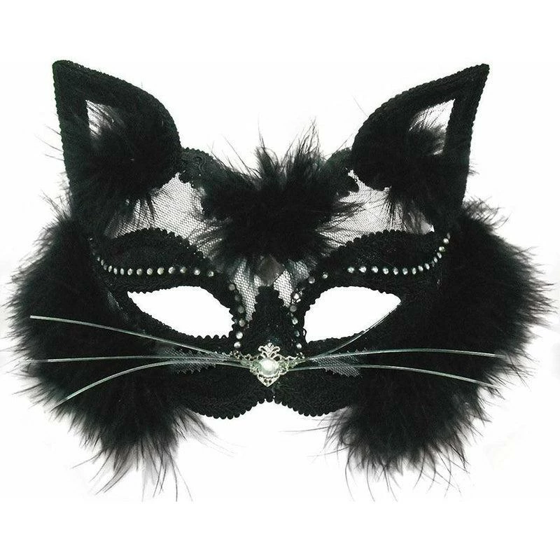 Black Transparent Cat Mask On Headband Maquerade Ball Fancy Dress Accessory 1 Black Transparent Cat Mask On Headband Maquerade Ball Fancy Dress Accessory