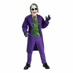 Boys Joker Fancy Dress Costume Batman Dark Knight Halloween Villian Child Outfit