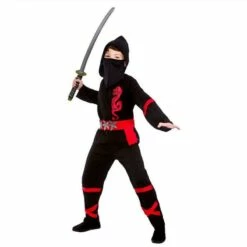Boys Power Ninja Costume Martial Arts Japanese Samurai Warrior Fancy Dress