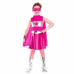 Child Girl's Pink Superhero Fancy Dress Costume