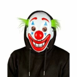 Clown Mask Happy Face With Hair Halloween Fancy Dress Costume Accessory