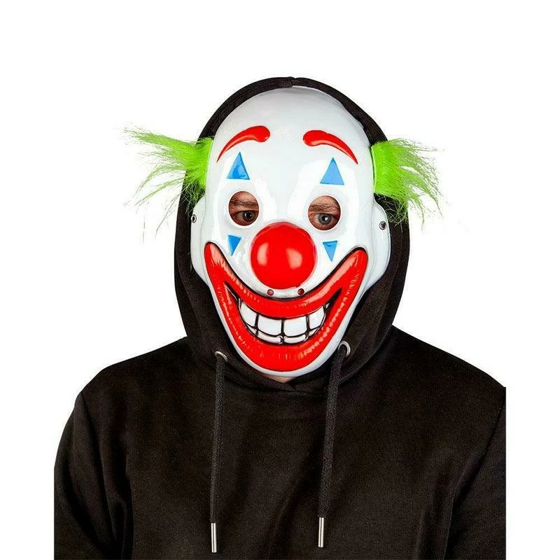 Clown Mask Happy Face With Hair Halloween Fancy Dress Costume Accessory 1 Clown Mask Happy Face With Hair Halloween Fancy Dress Costume Accessory