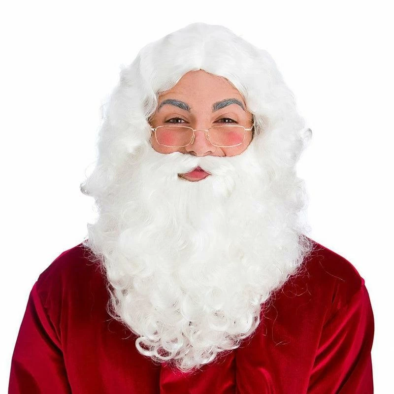 Deluxe White Santa Beard Father Christmas Fancy Dress Costume Accessory 1 Deluxe White Santa Beard Father Christmas Fancy Dress Costume Accessory