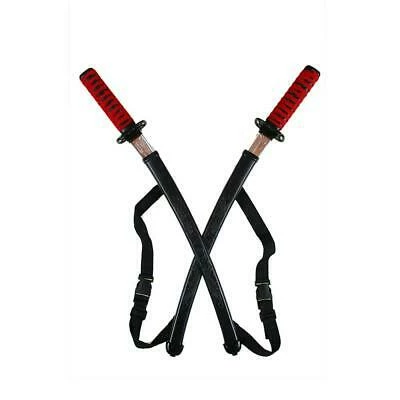 Double Ninja Swords With Back Sheath And Straps Fancy Dress Costume Accessory 2 Double Ninja Swords With Back Sheath And Straps Fancy Dress Costume Accessory - Image 2
