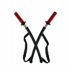 Double Ninja Swords With Back Sheath And Straps Fancy Dress Costume Accessory