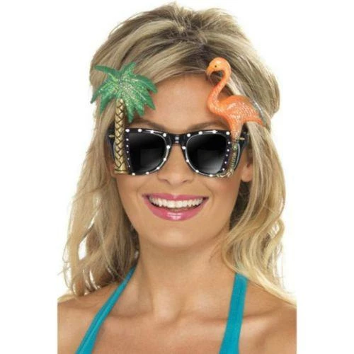 Smiffys Flamingo Palm Tree Fancy Dress Sunglasses Hawaiian Glasses Beach Party 1 Smiffys Flamingo Palm Tree Fancy Dress Sunglasses Hawaiian Glasses Beach Party