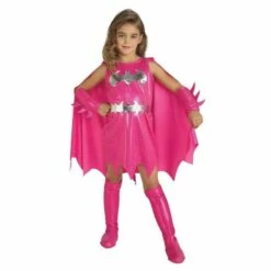 Girls Deluxe Pink Batgirl Costume Superhero Kids Fancy Dress Halloween Outfit -Henbrandt Shop Girls Deluxe Pink Batgirl Costume Superhero Kids Fancy Dress Halloween Outfit 3