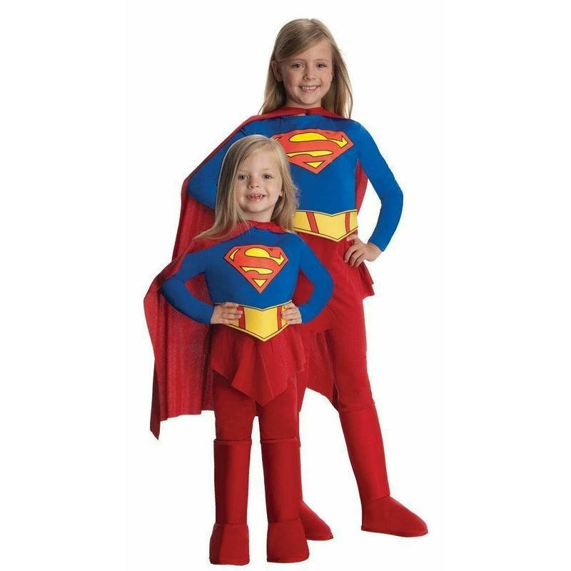 Girls Deluxe Supergirl Kids Superhero Fancy Dress Costume Outfit 1 Girls Deluxe Supergirl Kids Superhero Fancy Dress Costume Outfit