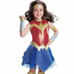 Girls Deluxe Wonder Woman Costume Superhero DC Comics Fancy Dress Outfit