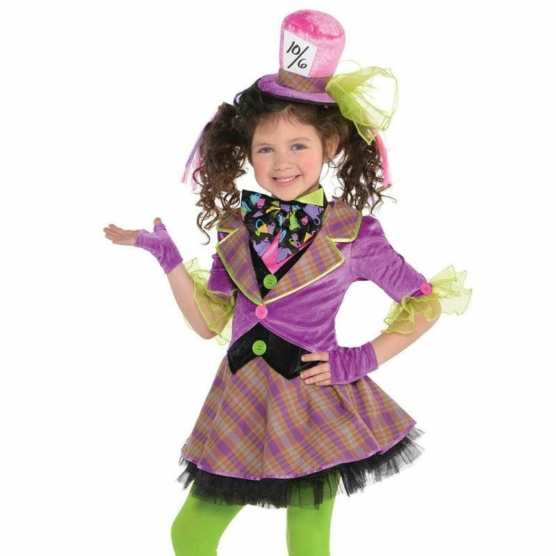 AMSCAN Girls Mad Hatter Costume Book Week Alice Wonderland Fancy Dress Child Outfit 1 AMSCAN Girls Mad Hatter Costume Book Week Alice Wonderland Fancy Dress Child Outfit