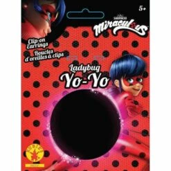 Girls Miraculous Ladybug Clip-on Earrings & Yo-Yo Fancy Dress Accessories