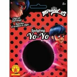 Girls Miraculous Ladybug Clip-on Earrings & Yo-Yo Fancy Dress Accessories -Henbrandt Shop Girls Miraculous Ladybug Clip on Earrings Yo Yo Fancy Dress Accessories 3