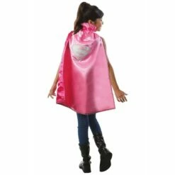 Girls Pink Supergirl Cape Super Hero Fancy Dress Costume