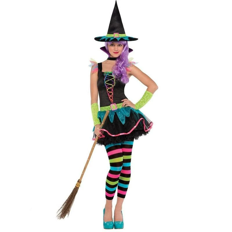 AMSCAN Girls Teen Neon Witch Costume Child Halloween Fancy Dress Outfit Ages 10-16 1 AMSCAN Girls Teen Neon Witch Costume Child Halloween Fancy Dress Outfit Ages 10-16