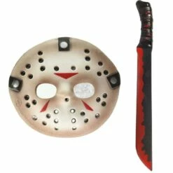 Jason Voorhees Vorhees Friday 13th Mask Machete Halloween Fancy Dress Set