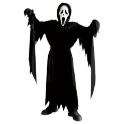 Kids Scream Costume Ghost Halloween Fancy Dress Outfit With Mask - One Size