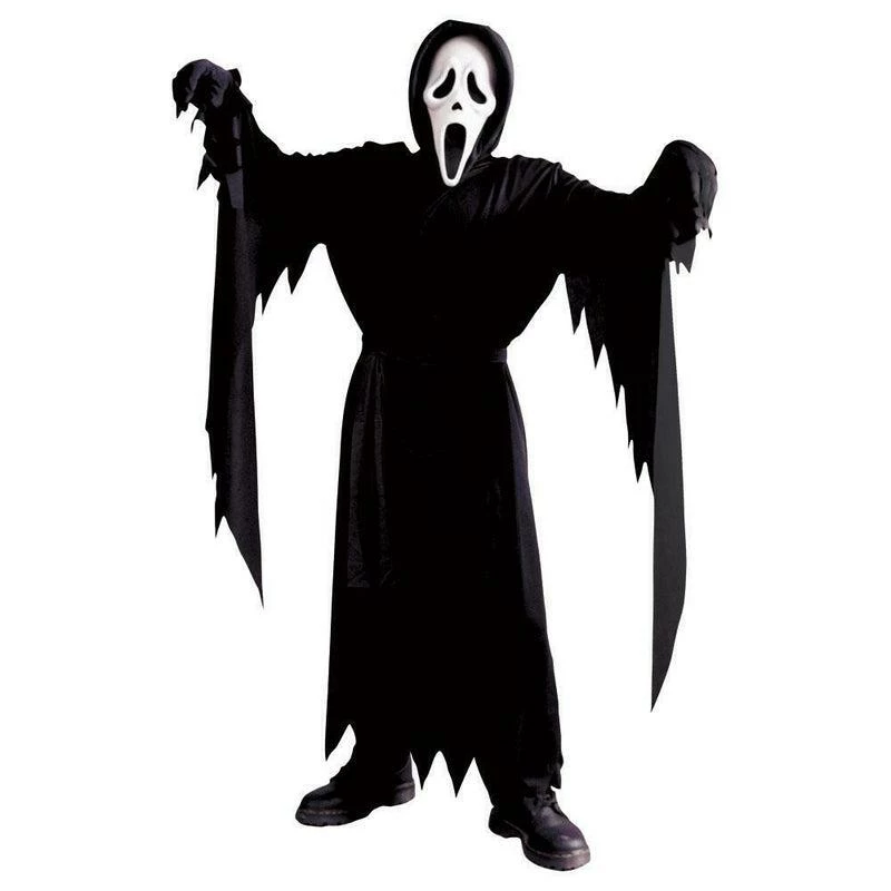 Kids Scream Costume Ghost Halloween Fancy Dress Outfit With Mask - One Size 1 Kids Scream Costume Ghost Halloween Fancy Dress Outfit With Mask - One Size