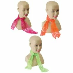Ladies 80s Lace Neon Neck Scarf Hen Party Fancy Dress Costume Accessory