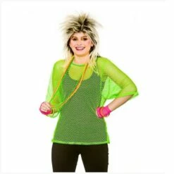 Ladies 80s Neon Mesh Vest Mesh Tops Punk Mod Ladies Fancy Dress Costume -Henbrandt Shop Ladies 80s Neon Mesh Vest Mesh Tops Punk Mod Ladies Fancy Dress Costume 4