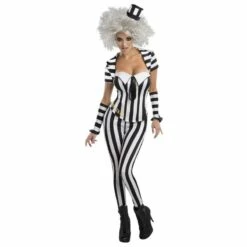 Ladies Beetlejuice Corset Trouser Suit Womens Halloween Ghost Fancy Dress Outfit -Henbrandt Shop Ladies Beetlejuice Corset Trouser Suit Womens Halloween Ghost Fancy Dress Outfit 3