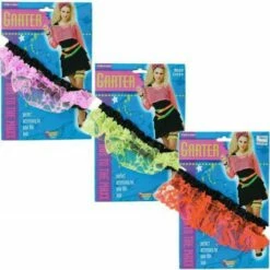 Ladies Neon Lace Garter 80s Hen Do Party Fancy Dress Costume Accessory