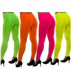Ladies Neon Leggings 80s Pop Star Fancy Dress Costume Accessory